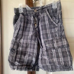 Boy’s Gray Plaid Cargo Shorts